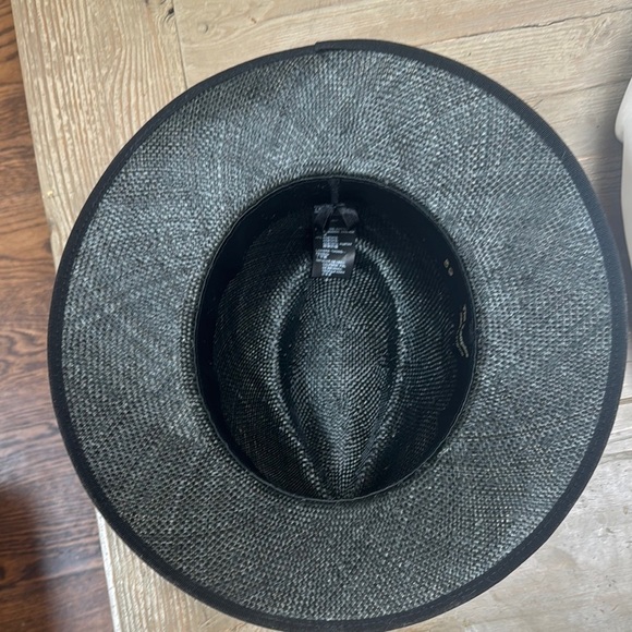The Kooples Leather trim straw hat fedora in black - Picture 7 of 9